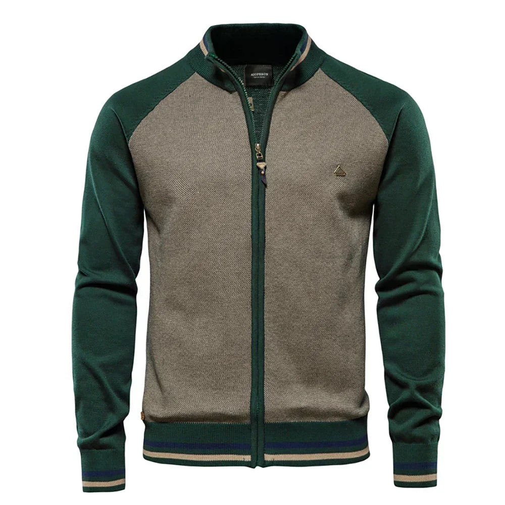 Men's Ribbed Stand Collar Cardigan
