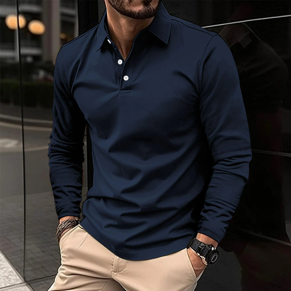 Men's Tailored Long Sleeve Polo
