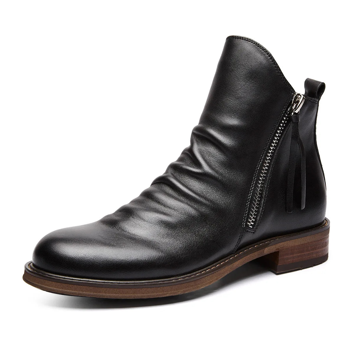 Men's Side Zip Leather Chelsea Boots