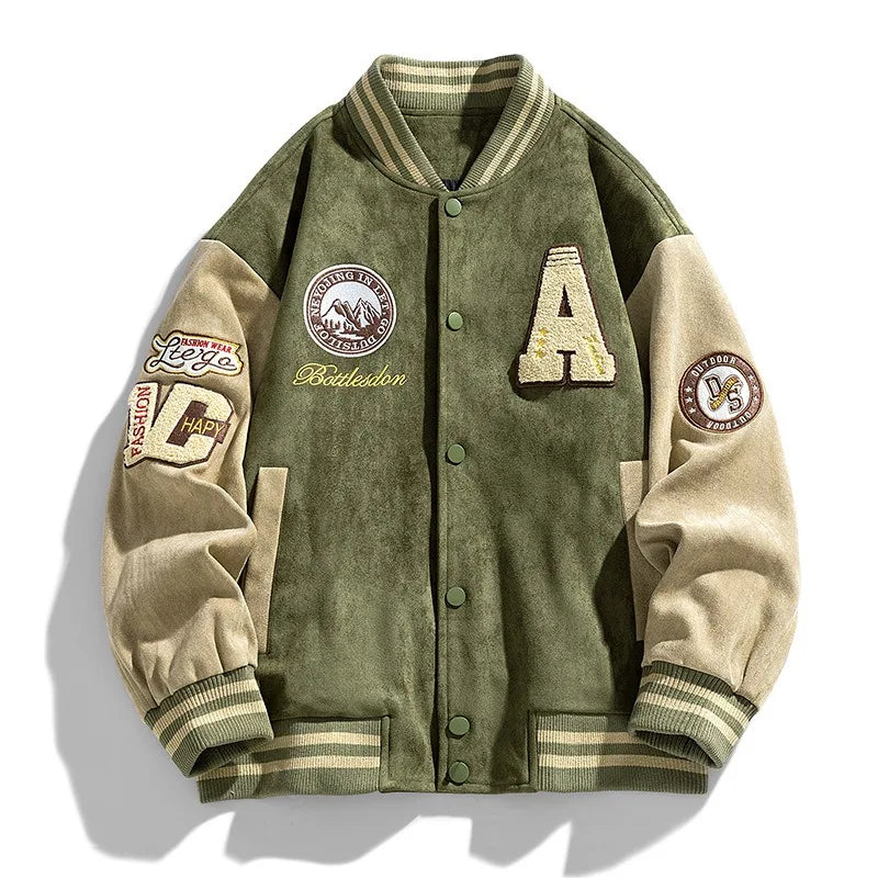 Men's Relaxed Embroidered Varsity Jacket