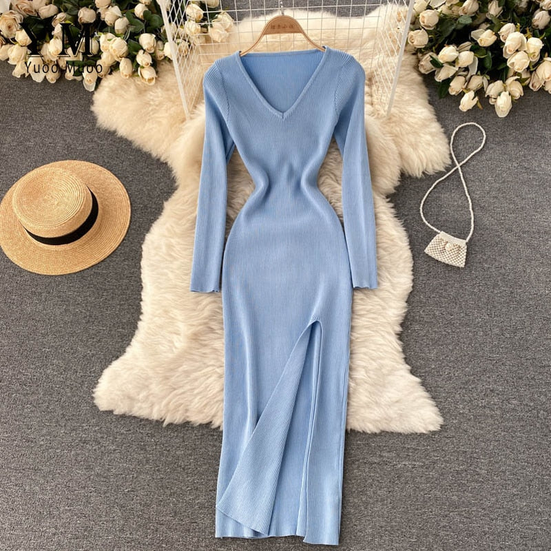 Women's Ribbed Knit Maxi Dress