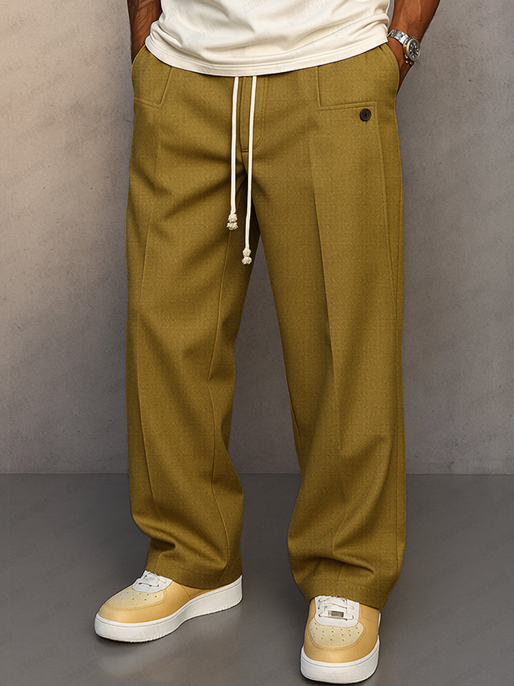 Men's Pleated Wide Leg Trousers