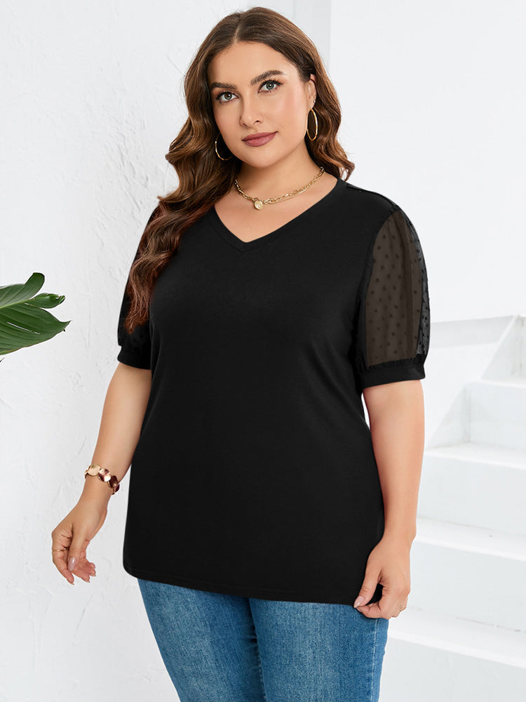 Women's Puff Sleeve V-Neck Top
