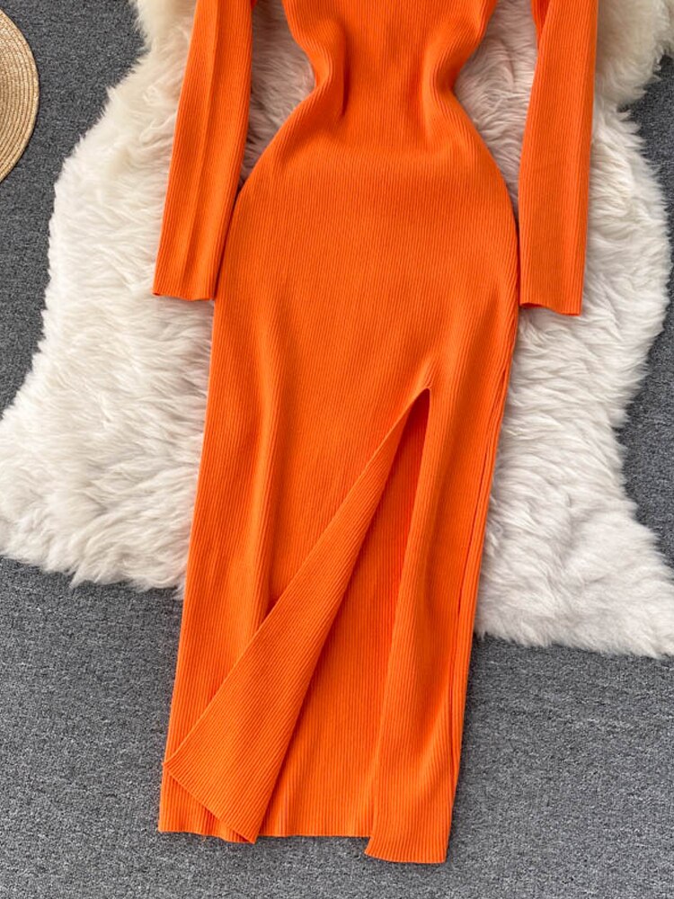 Women's Ribbed Knit Maxi Dress