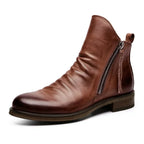 Men's Side Zip Leather Chelsea Boots