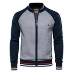 Men's Ribbed Stand Collar Cardigan