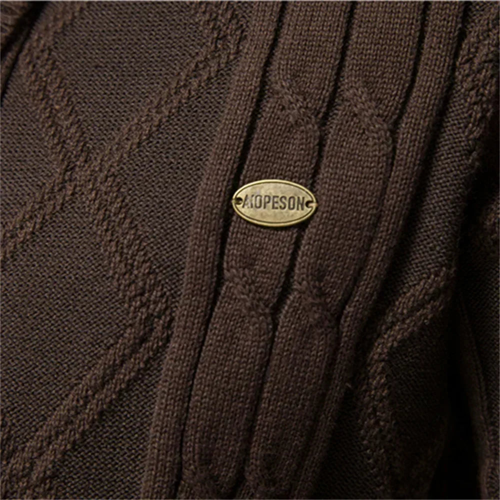 Men's Cable Knit Shawl Collar Cardigan