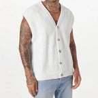 Men's Textured Button Knit Vest