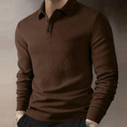 Men's Long Sleeve Textured Knit Polo