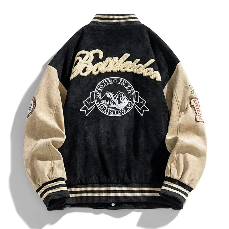 Men's Relaxed Embroidered Varsity Jacket