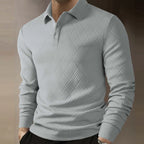 Men's Long Sleeve Textured Knit Polo