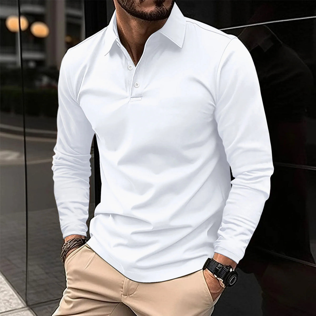 Men's Tailored Long Sleeve Polo