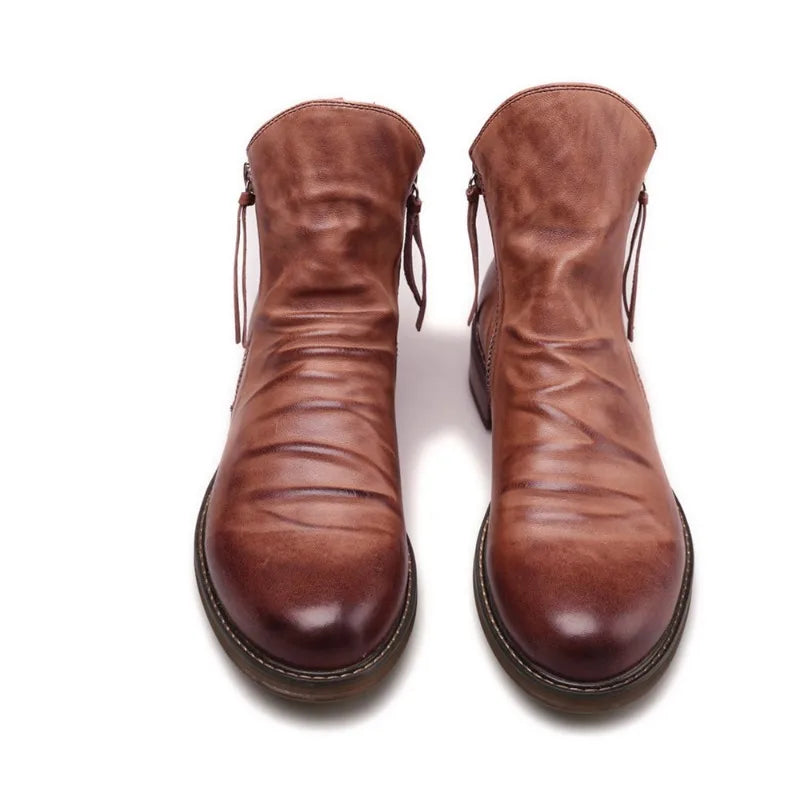Men's Side Zip Leather Chelsea Boots