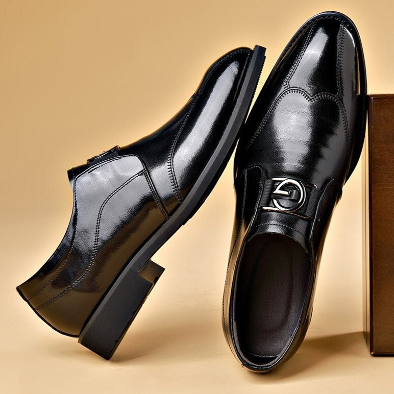 Men's Buckle Leather Monk Shoes