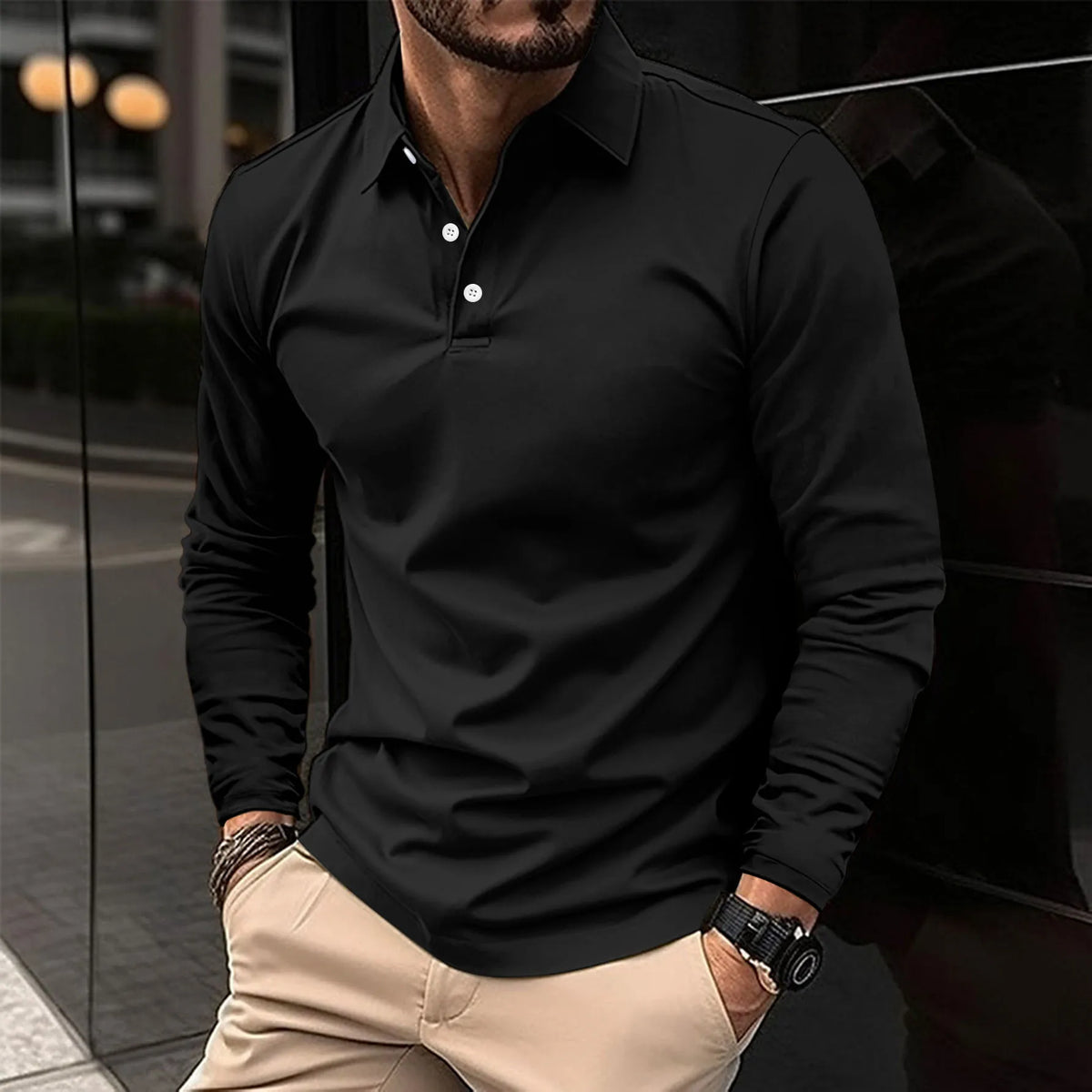 Men's Tailored Long Sleeve Polo