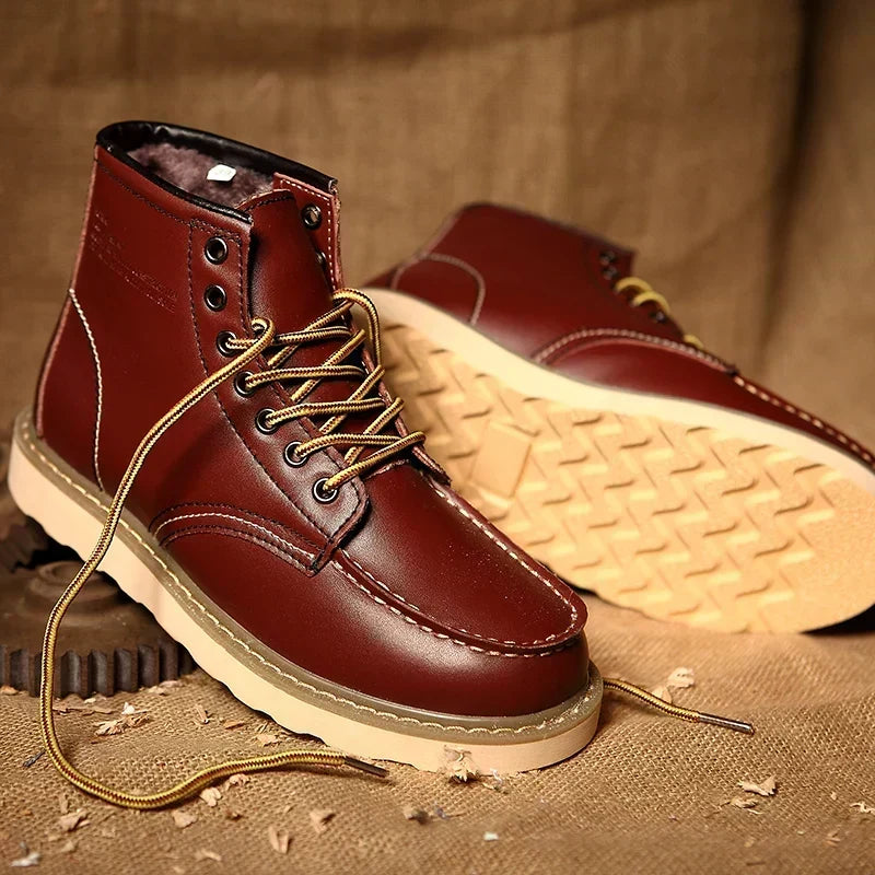 Men's Chunky Sole Leather Work Boots