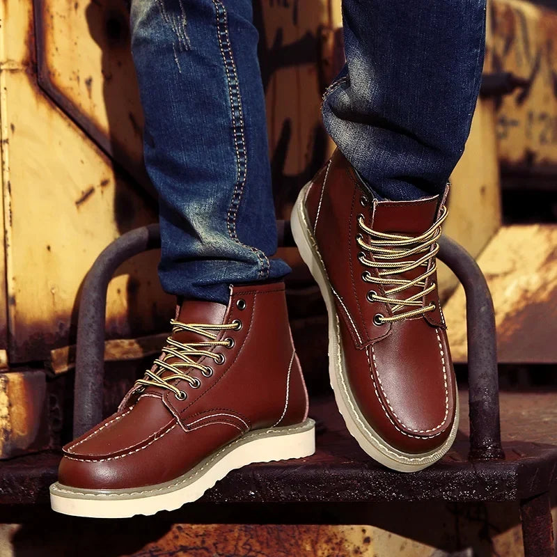 Men's Chunky Sole Leather Work Boots