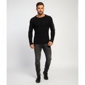 Men's Printed-Sleeve Ribbed Jumper
