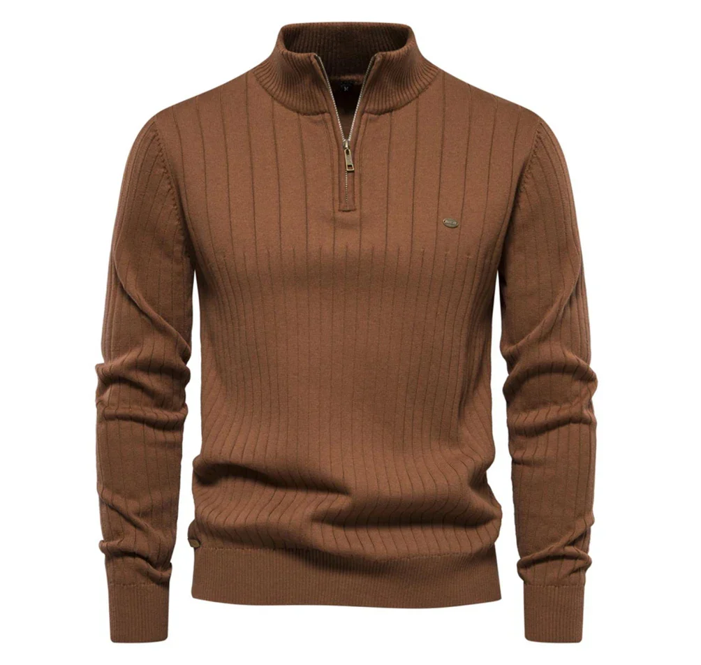 Men's Ribbed Stand Collar Jumper