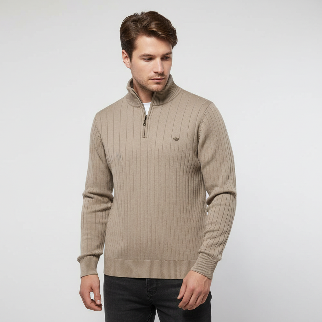 Men's Ribbed Stand Collar Jumper