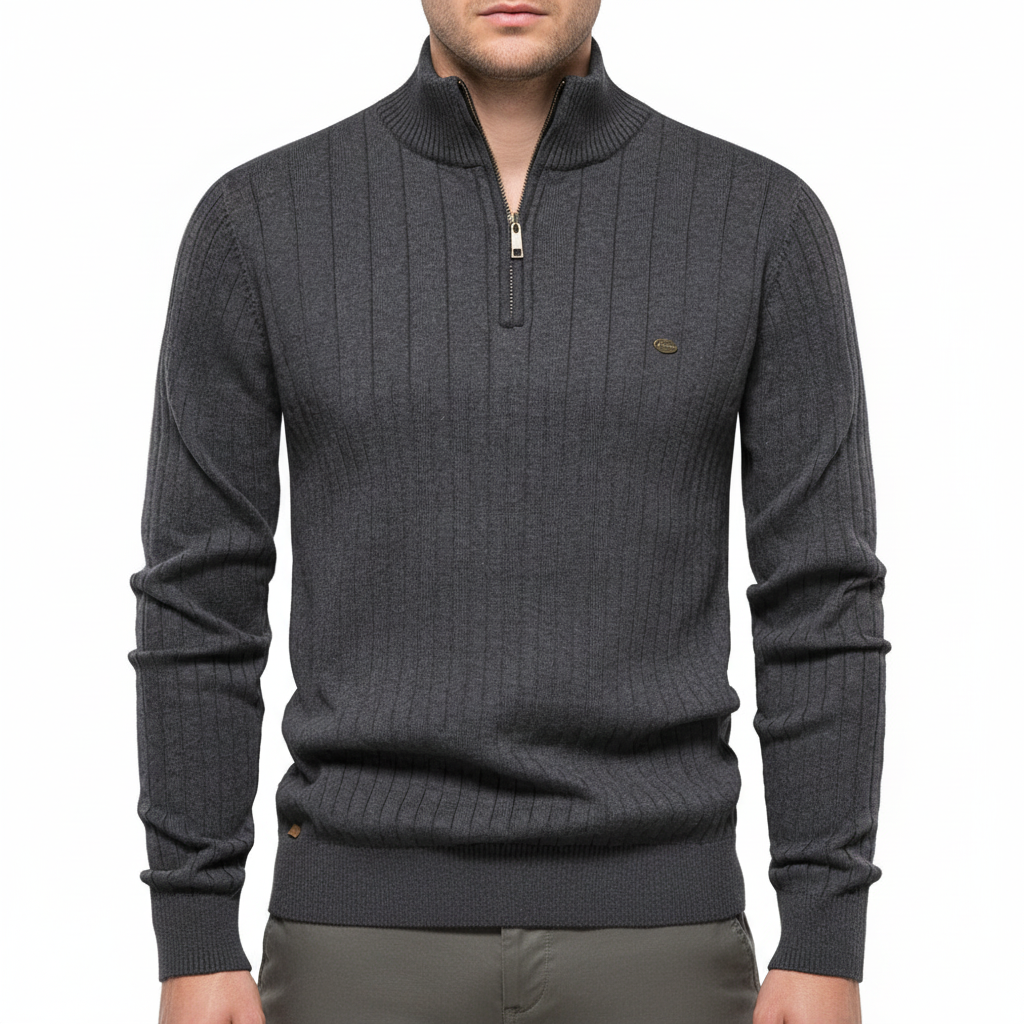 Men's Ribbed Stand Collar Jumper