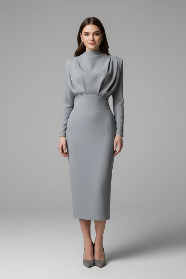 Women's Mock Neck Midi Dress