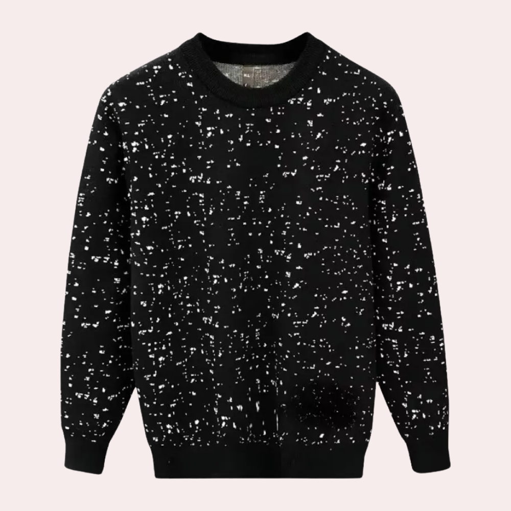 Men's Ribbed-Trim Printed Jumper