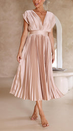 Women's Draped Satin Midi Dress
