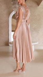 Women's Draped Satin Midi Dress