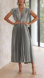 Women's Draped Satin Midi Dress
