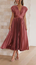 Women's Draped Satin Midi Dress