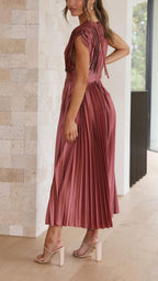 Women's Draped Satin Midi Dress