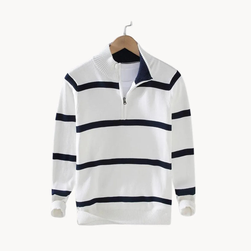 Men's Striped Stand Collar Jumper
