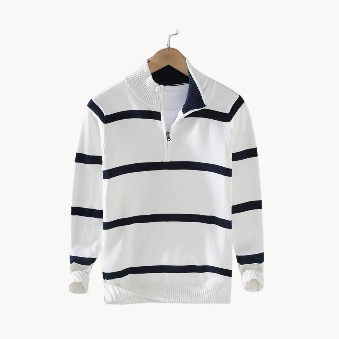 Men's Striped Stand Collar Jumper