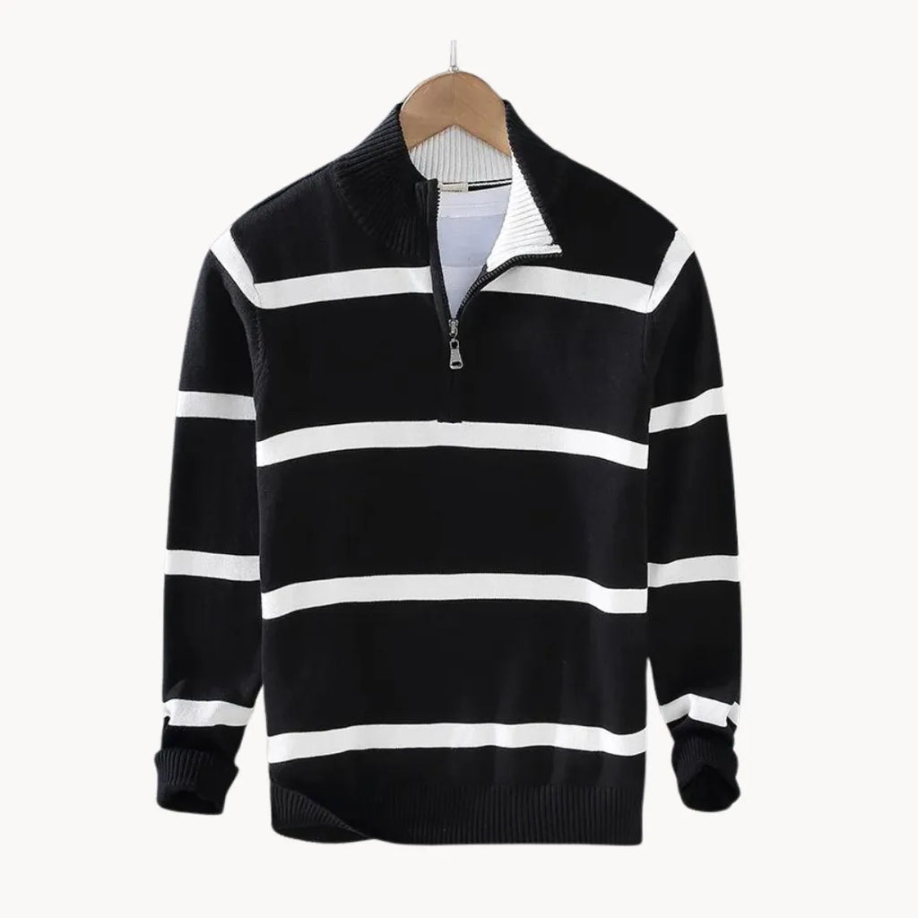 Men's Striped Stand Collar Jumper
