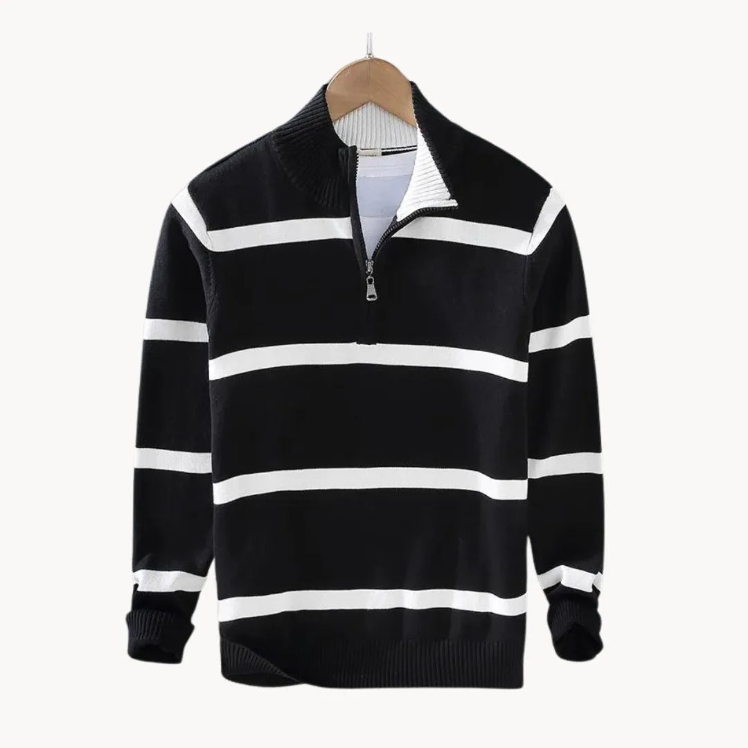 Men's Striped Stand Collar Jumper