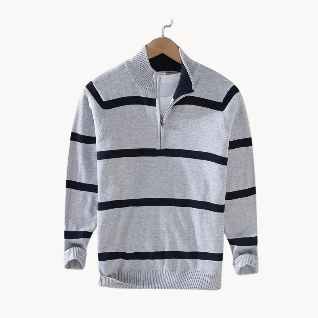 Men's Striped Stand Collar Jumper