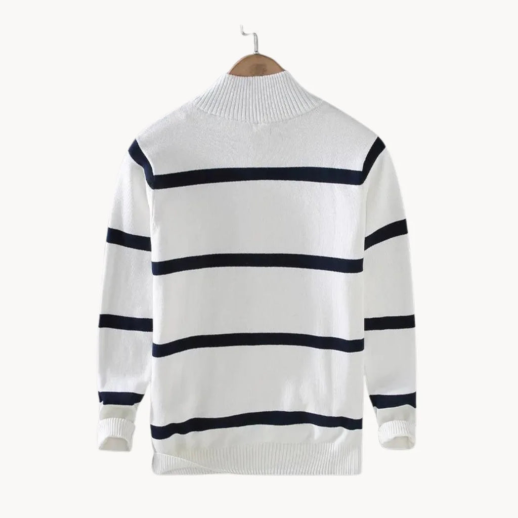 Men's Striped Stand Collar Jumper