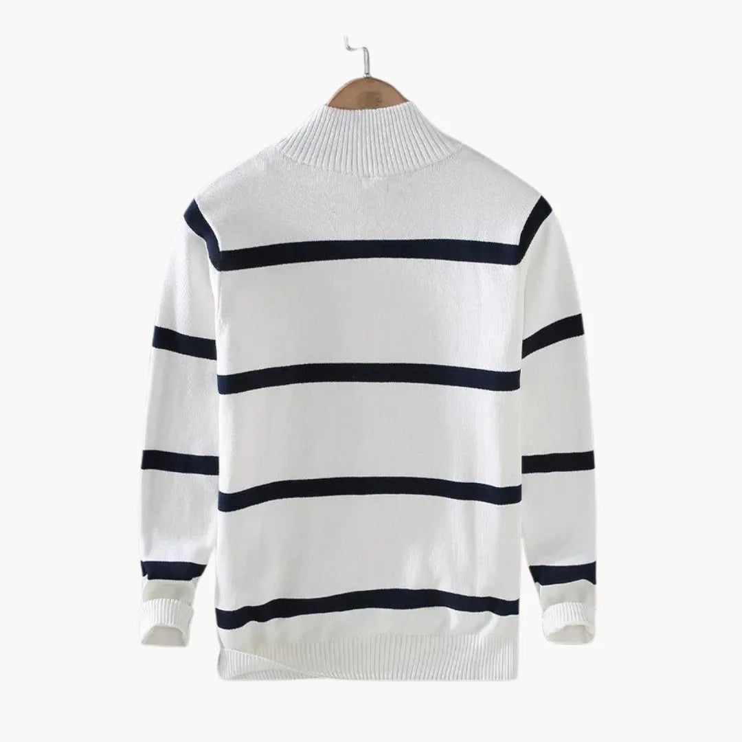 Men's Striped Stand Collar Jumper