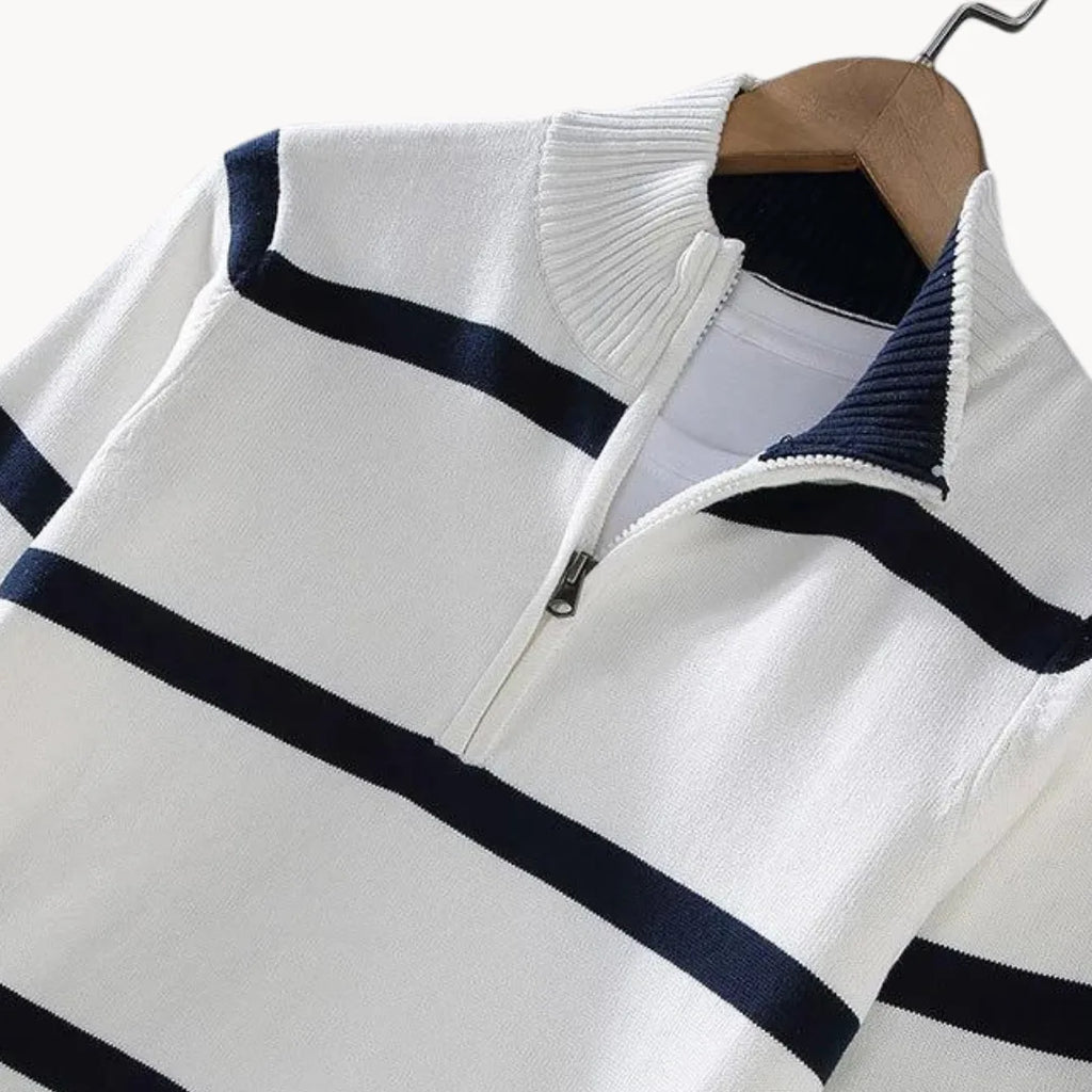 Men's Striped Stand Collar Jumper