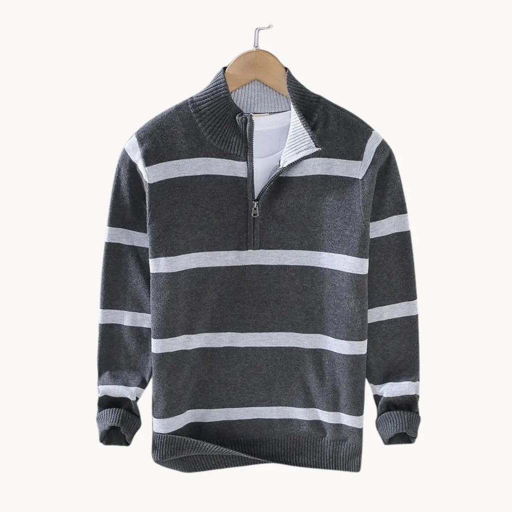 Men's Striped Stand Collar Jumper
