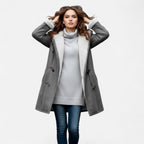 Women's Button-Front Hooded Overcoat