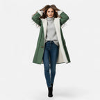 Women's Button-Front Hooded Overcoat