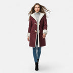 Women's Button-Front Hooded Overcoat