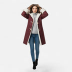Women's Button-Front Hooded Overcoat
