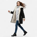 Women's Button-Front Hooded Overcoat