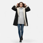 Women's Button-Front Hooded Overcoat