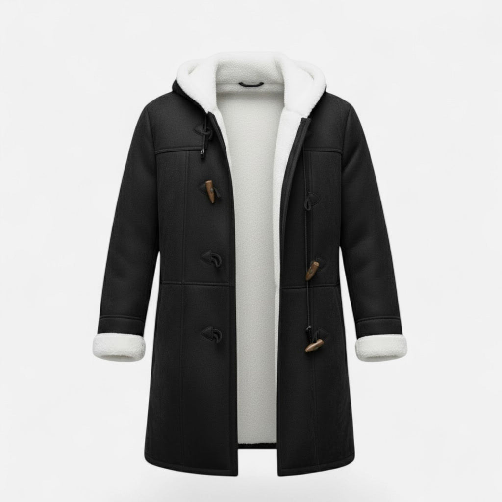 Women's Button-Front Hooded Overcoat