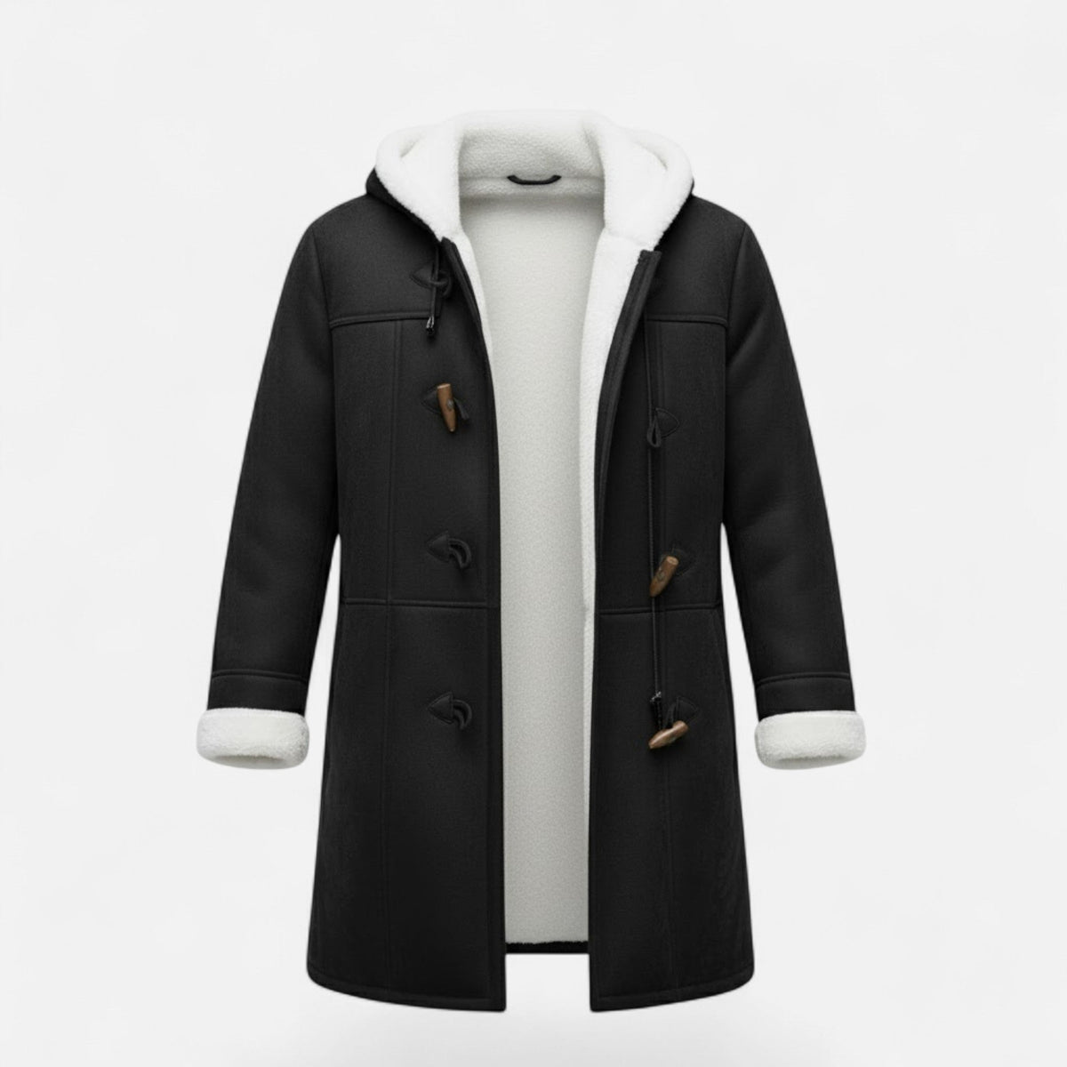 Women's Button-Front Hooded Overcoat