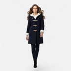 Women's Button-Front Hooded Overcoat